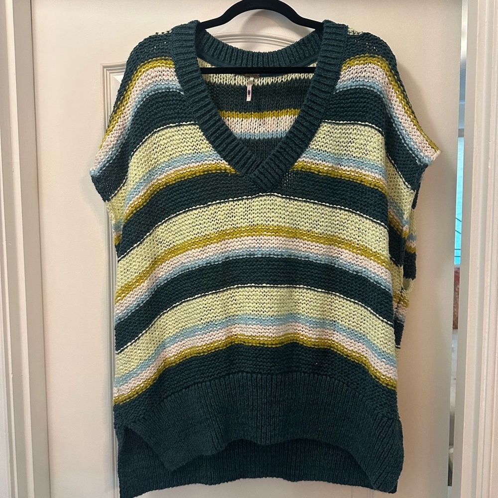 Striped V-Neck Knit Sweater Vest
